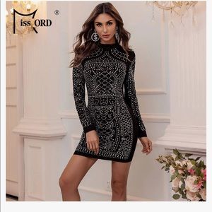 Miss ord Women's Long Sleeve Rhinestone